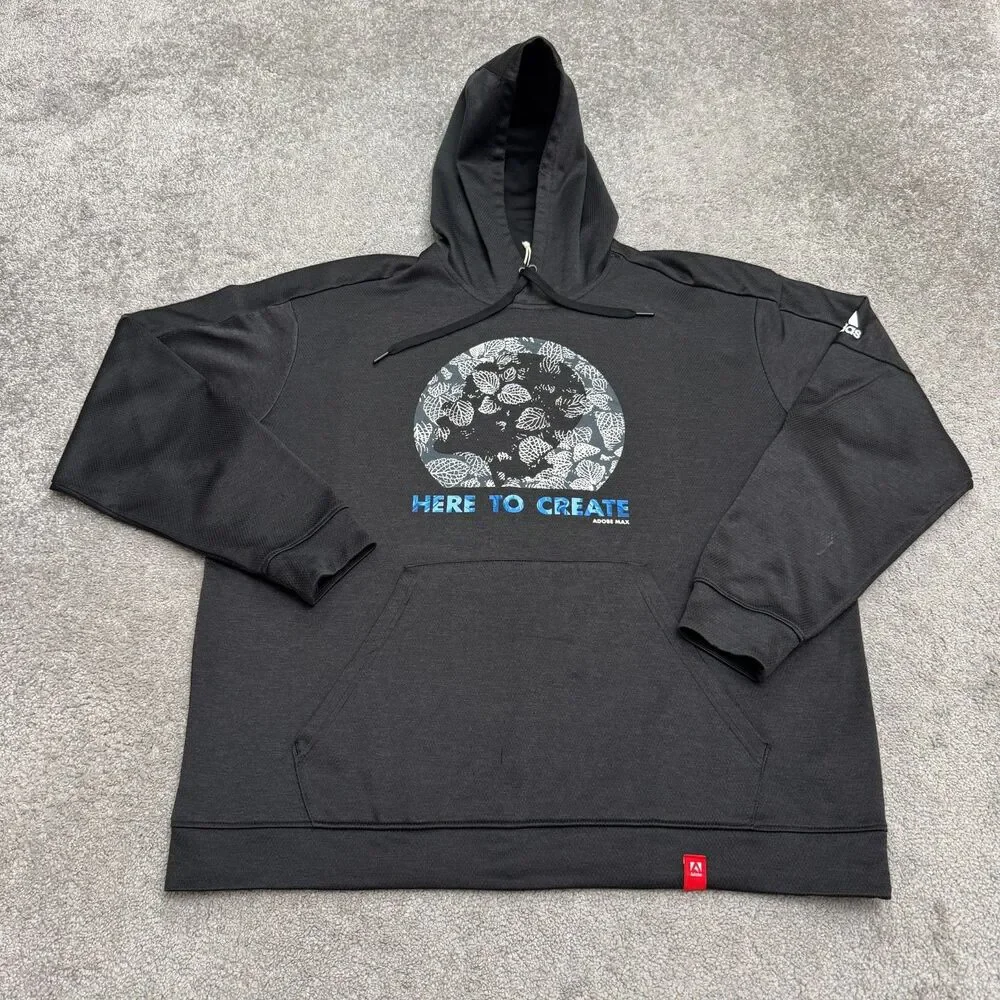 Adidas Climawarm Adobe Max Here To Create Pullover Hoodie Men 2XL Black Graphic